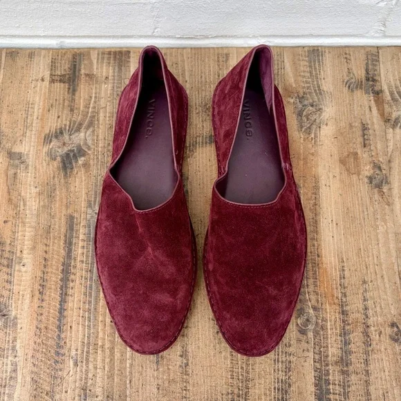 Vince Finola Almond Toe d'Orsay Flats in Burgundy Suede, SZ 8 NWOB - Picture 4 of 10